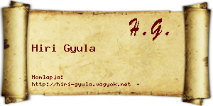Hiri Gyula névjegykártya